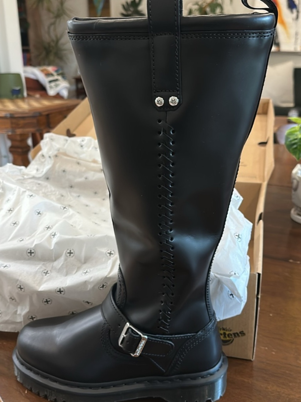 NWT Dr. Martens Anistone Knee-High Boots - Black Orleans Leather (Women's 7)